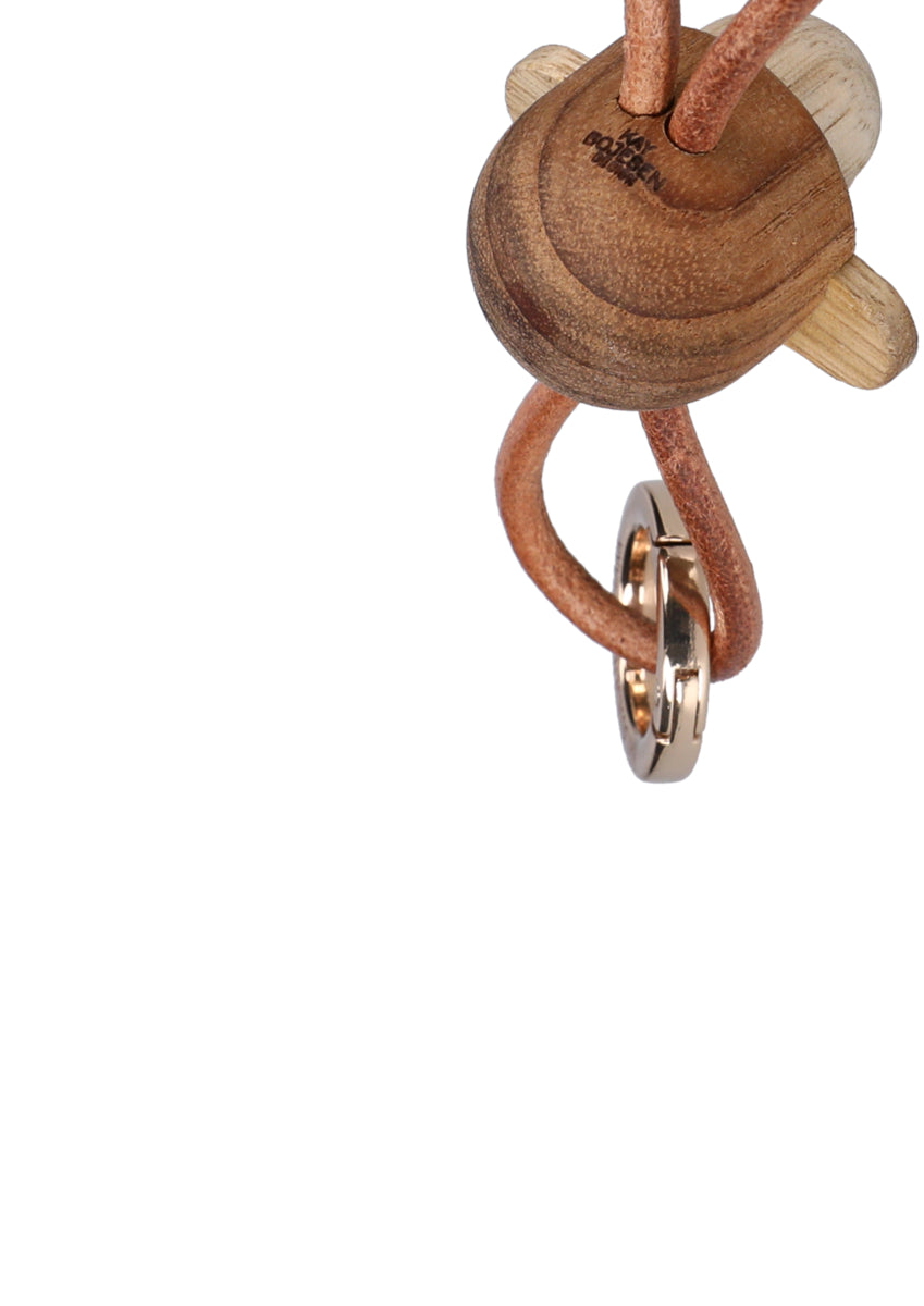 Abe nøglering - guldfarvet/teak/limba